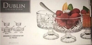 Shannon Crystal by Godinger Dublin 16 Piece Crystal Taster Set w/ Spoons New - Picture 1 of 3