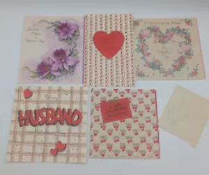 Vintage LOT 1954 Hallmark VALENTINE Greeting Card Husband Daughter Son Sister - Picture 1 of 11