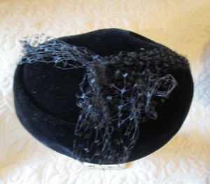 Mr. John Classic Lady's Beanie Small Toque Black Velvet Hat - Picture 1 of 4