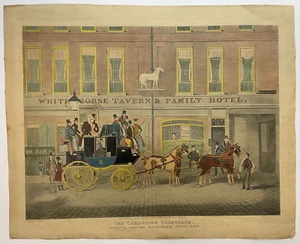 JAMES POLLARD THE CAMBRIDGE TELEGRAPH c. 1835 GEO HUNT LARGE ANTIQUE VIEW - Picture 1 of 7