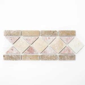 Borde Bordüre Travertin Naturstein beige rot braun Bordüre WBBOR-60204 |1Bodüre - Picture 1 of 6