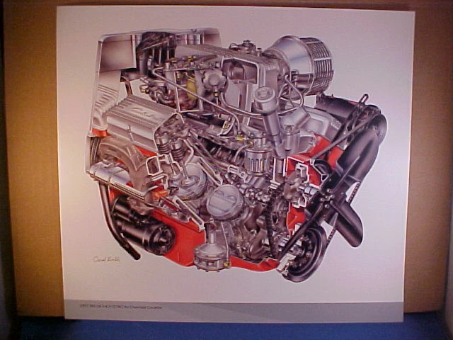 Chevrolet Corvette 283-FI V8 1957 579C calendario boceto impresión por David Kimble '57 Foto 1 de 1