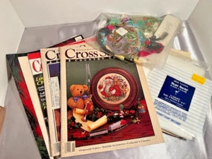 Lot of 5 Counted Cross stitch booklets and fabric - Picture 1 of 12