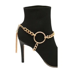 Women Gold Chain Boot Bracelet Shoe Circle Under Charm Tassel Fashion Jewelry - Picture 1 of 24