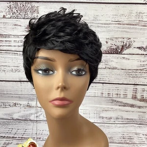 Dosa Tapered Wig 1B Off Black Short Style Heat Safe Adjustable Synthetic - Picture 1 of 7