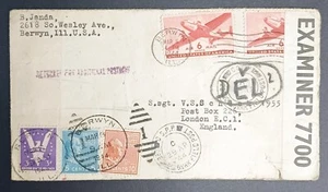 1944 An envelope sent from U.S to Czechoslovakia field post opened by examiner - Picture 1 of 2