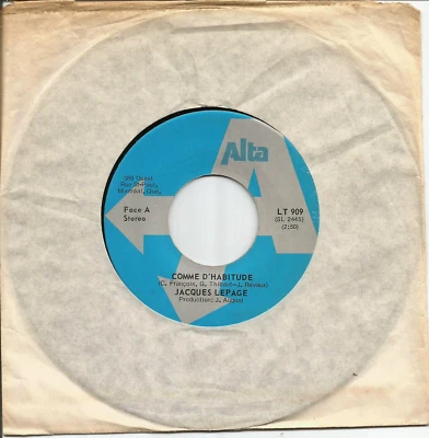 JACQUES LEPAGE - COMME D'HABITUDE / (DISCOMIX) - CANADA - 7"- - Image 1 of 2