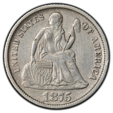 United States 1875-CC Mint Mark Bellow 10 Cents Seated Liberty Dime Silver Coin Cover