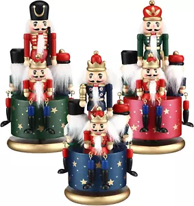 3 Pcs Nutcracker Soldier Music Box Wooden Clockwork Soldier Figures Wind up Musi - Picture 1 of 12