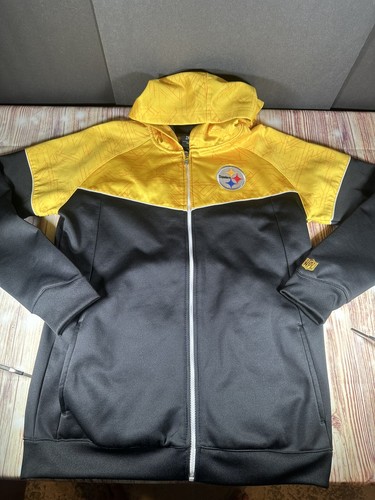 VETEMENTS Felpa con cappuccio NFL Team Apparel Pittsburgh Steelers gioventù taglia XL (18) tasche con cerniera intera