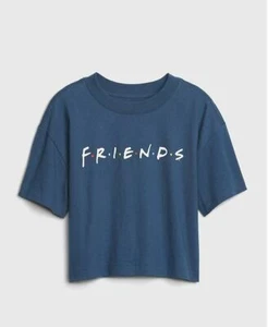 New Gap Teen Girls Blue Graphic Cotton Crew Neck Short Sleeve Boxy T-shirt 8 10 - Picture 1 of 3