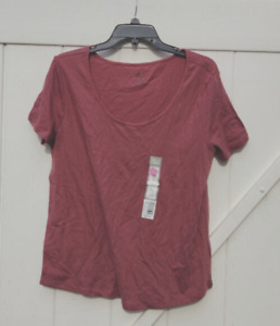 Falls Creek Round Neck Ribbed T-Shirt Mauve Pink Size X-Large NWT