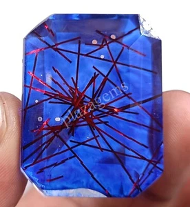 130-135 CT Emerald Cut Red Rutilated Quartz EGL Certified Loose Gemstone 25N - Picture 1 of 7