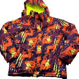 AOP Snowy Owl Snowboard Jacket Boys XL Orange Camo Lined Ski France *Read* - Picture 1 of 14