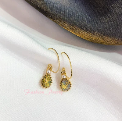 Pendientes colgantes de perlas y piedras sintéticas vintage bonitos hechos a mano -- (venta caliente) Foto 1 de 4