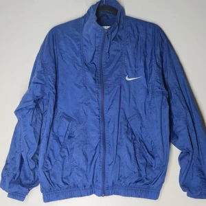 Vintage Nike Jacket Kids MEDIUM Blue Windbreaker Long Sleeve Full Zip Size M 90s - Picture 1 of 6