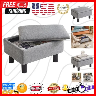 Multi-Functional Ottoman Footrest with Linen Fabric - Non-Slip, Compact Style - Image 1 of 4