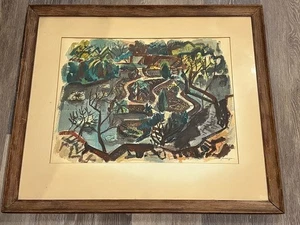 Morton Grossman Signed Abstract Impressionist 1949 Landscape Watercolor Painting - Picture 1 of 15