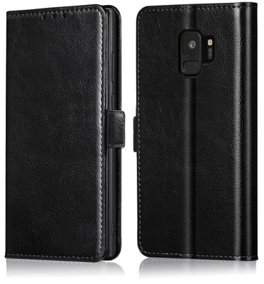 Black For Samsung Galaxy S10/S9 Plus Leather Phone Case Pocket Wallet Flip Cover - Image 1 of 4
