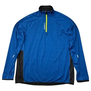 Reebok Pullover Mens XL Blue Black Quarter Zip Athletic Running Jacket AD4501 - Picture 1 of 9