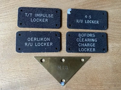 Original Royal Navy Motor Torpedo Boat Equipment Labels World War Two MTB - Image 1 of 4