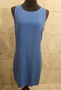 Cynthia Rowley 100% Silk Blue Sleeveless Midi Dress Size 10 Minimalist Chic - Picture 1 of 7