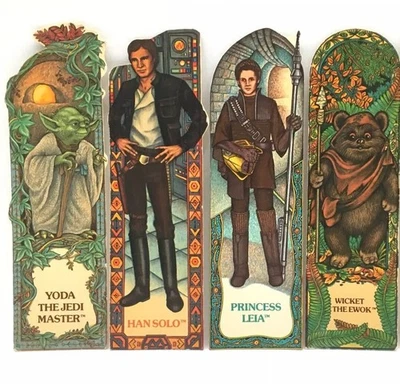 4 x Star Wars Return Of The Jedi Vintage Bookmarks 1983 Random House Yoda Leia - Image 1 of 4