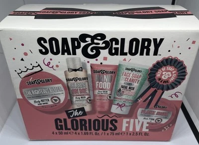 Soap & Glory The Glorious Five Gift Set Body Butter Facial Wash Scrub Hand Cream - Image 1 of 4