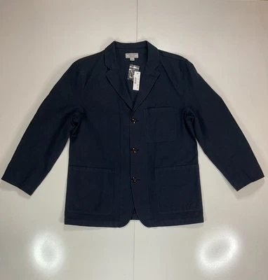 J CREW Wallace & Barnes Chore Coat Mens 42R Navy Blue Linen Cotton Canvas Jacket - Image 1 of 4