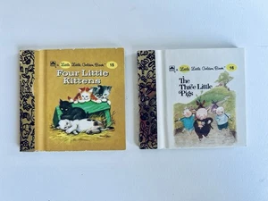Lot Of 2 Little Golden Book Mini FOUR LITTLE KITTENS #15 THREE PIGS #16 - Picture 1 of 2