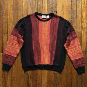 VTG Irvine Park Cosby Coogi Style Sweater XL 3D Knit Hip Hop 90s Abstract Orange - Picture 1 of 7