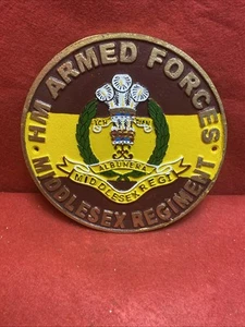 MIDDLESEX REGIMENT bemalt massiv Gusseisen Wandschild Plakette HM WEHRMACHT 24cm - Bild 1 von 10