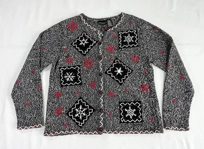 Cárdigan Suéter Vintage Erika Navidad Copo de Nieve Mujer’s Petite L Grannycore Foto 1 de 4