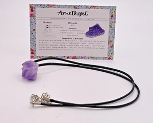 Natürlicher Amethyst Anhänger echt lila Edelstein Halskette Heilkristall - Bild 1 von 5