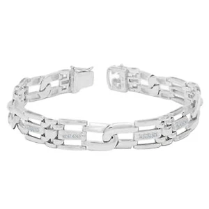 1 Karat Runde Klein Echt Moissanit Link Herren Armband 14K Weiß Gold Über 20.3cm - Bild 1 von 4