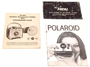 Lote De 3 Manuales De Cámara De Colección Instrucciones Polaroid, Spartus Vanguard, Focal - Imagen 1 de 8