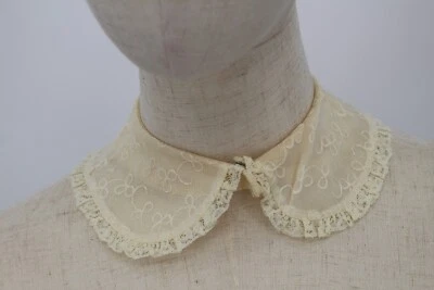 Collar de encaje vintage niñas accesorio tela transparente marfil encaje años 50 Foto 1 de 4