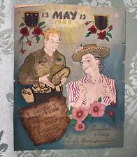 AMAZING WW2 1945 Mothers Day ILLUSTRATION Soldier Letter Vtg Militaria Art RARE