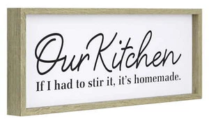15.5" Our Kitchen Block Tabletop Sign, Beige and Black Excluding Other Furniture - Picture 1 of 5