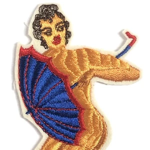 Sonnenschirmtänzerin sexy Regenschirm Tänzerin Mädchen Biker Weste Trucker bestickt 5" Patch - Bild 1 von 4