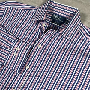 Polo Ralph Lauren Regent Calce Clásico Con Botones Para Hombre 15.5/M Rojo/Azul Rayas - Imagen 1 de 6