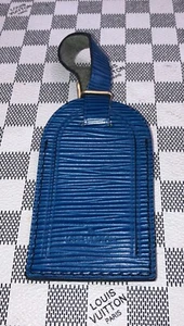 Authentic Louis Vuitton Blue Epi Leather & Gold Hardware  Name Tag. - Picture 1 of 10
