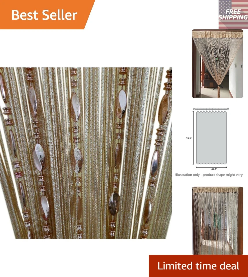 ZideTang Beaded Door Curtain Tassel Divider Color Champagne 100cm by 200cm