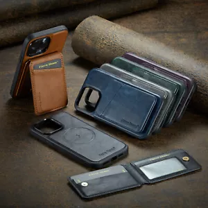 For iPhone 16 15Pro Max 14 13 12 11 Leather Detachable Card Wallet Mag Safe Case - Picture 1 of 65