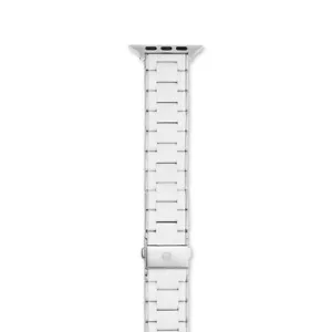 Michele 38/40mm/42/44mm White/Stainless Silicone Apple Watch Bracelet Band W1015 - Picture 1 of 4
