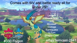 Pokemon Sword And Shield Shiny Flygon 6IV Battle Ready Fast Delivery - Picture 1 of 6