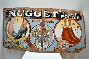 Vintage Enamel Porcelain Sign Nugget Boot Polish Tiger Brand Imperial Enamel C"3 - Picture 1 of 6