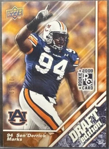 2009 Upper Deck NFL Draft Edition 53 Sen’Derrick Marks GOLD RC Rookie #38/50 - Picture 1 of 2