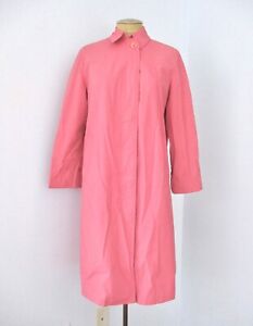 Vtg 60s pink lightweight sheeting raincoat trench coat pockets cuffs epaulets S