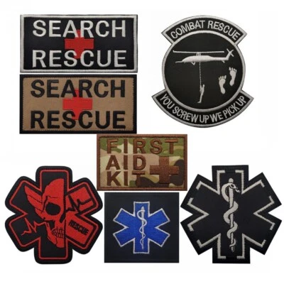 Embroidered Emblem Combat SEARCH RESCUE Hook Loop Patch Backing Fastener Badge - Image 1 of 4